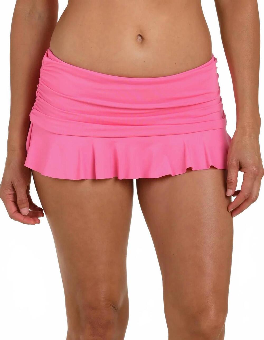 NEW LA BLANCA island goddess ruffle skirted bottom bikini in rose pink